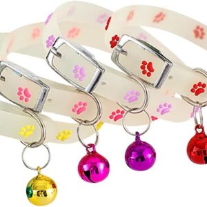 4 Pcs Colorful Silicone Pet Collars Breakaway Cat Collars Adjustable Kitten Collars Lightweight Buckle Dog Collars Soft Colorful Pet Collars Cute Puppy Dog Collars with Bells