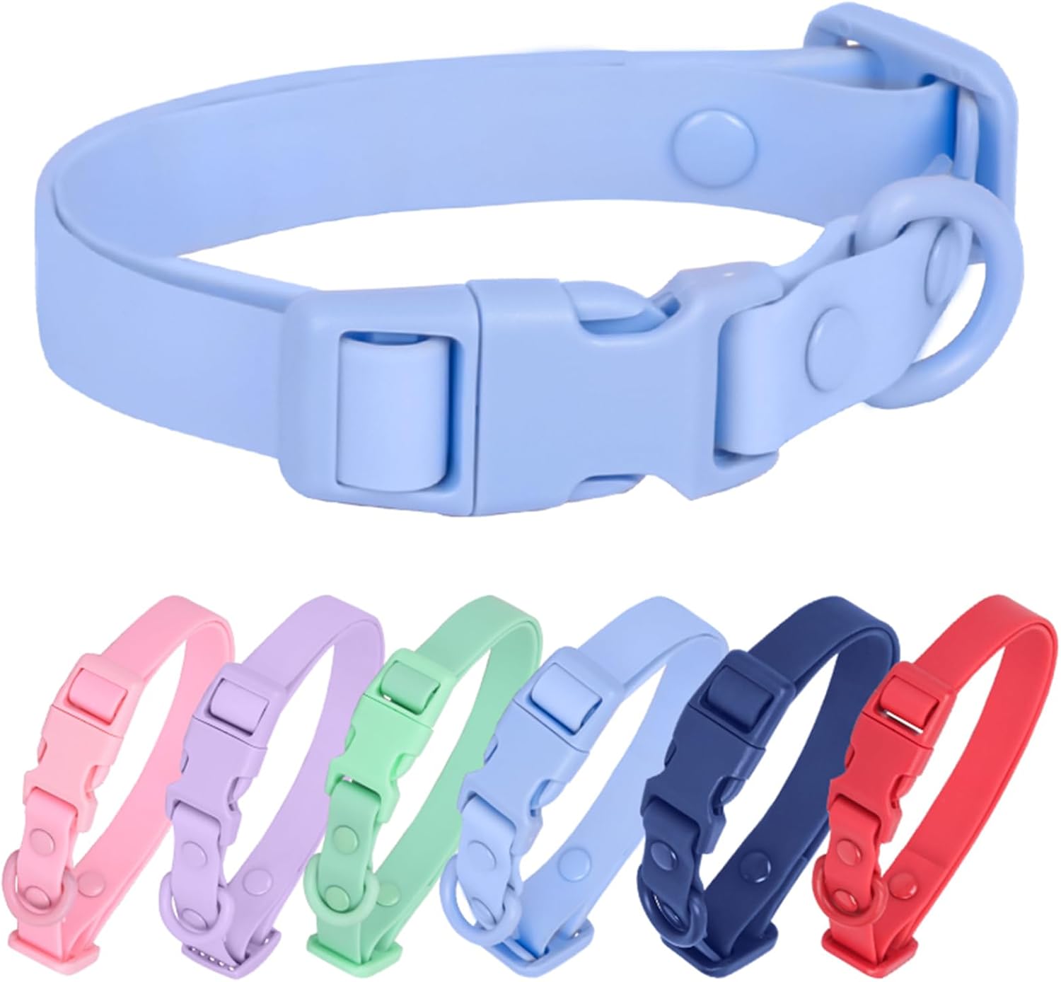Waterproof Dog Collar Soft Rubber Dog Collar with Safety Buckle Adjustable Pet Collars for Small Medium Large Dogs