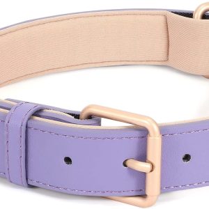 Leather Dog Collar for Small Medium Large Dog Adjustable Soft Breathable Leather Padded Puppy Collar with Alloy Buckle Heavy Duty Waterproof Classic Dog Pet Collar,Purple,S