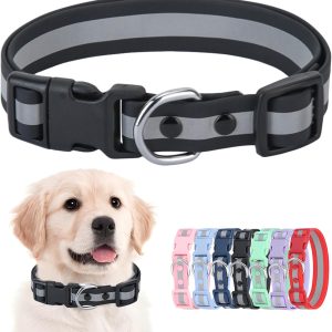 Waterproof Dog Collar - Reflective Adjustable Collar Durable Collars for Small Medium Large Dogs Easy Clean PVC Material - Multiple Colors Sizes (S, M, L)