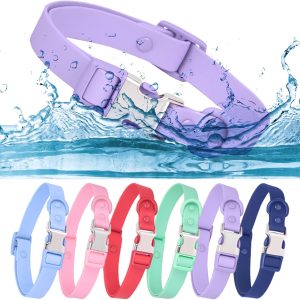 Waterproof Dog Collar Soft Rubber Dog Collar with Safety Alloy Buckle Adjustable Pet Collars for Small Medium Large Dogs