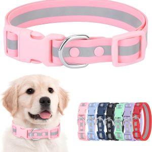 Waterproof Dog Collar - Reflective Adjustable Collar Durable Collars for Small Medium Large Dogs Easy Clean PVC Material - Multiple Colors Sizes (S, M, L)