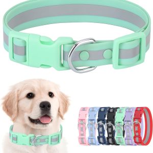 Waterproof Dog Collar - Reflective Adjustable Collar Durable Collars for Small Medium Large Dogs Easy Clean PVC Material - Multiple Colors Sizes (S, M, L)