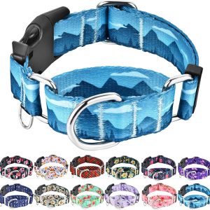 Martingale Collar for Dogs with Buckle Dog Collar Adjustable Soft Nylon Boy Dog Collars for Large Dogs, Blue Sunset